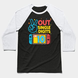 Peace Out Single Digits I'm 10 Gamer Tee 10th Birthday Boy Gift Peace Out Single Digits 10th Birthday Video Games copy Baseball T-Shirt